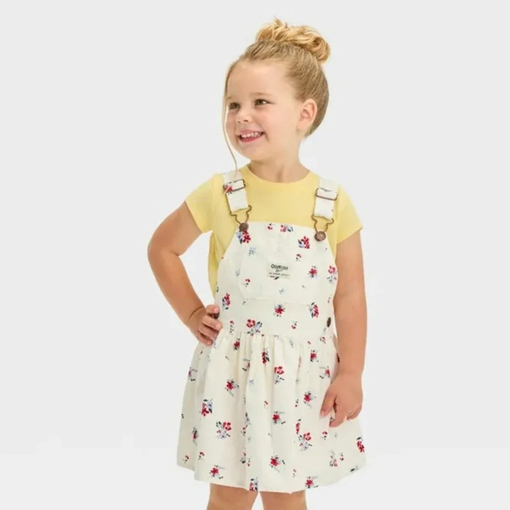 OshKosh B'Gosh Toddler Girls'‎ Floral Print Overall Dress Sz 18 Months